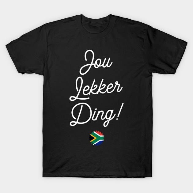 Jou Lekker Ding T-Shirt | Funny Bottle Cap South African Flag | Afrikaans Phrase | Ons Gaan Nou Braai T-Shirt by BraaiNinja